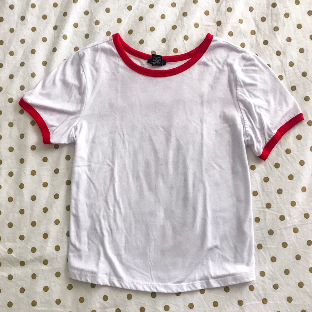 White Tee with Red Accents